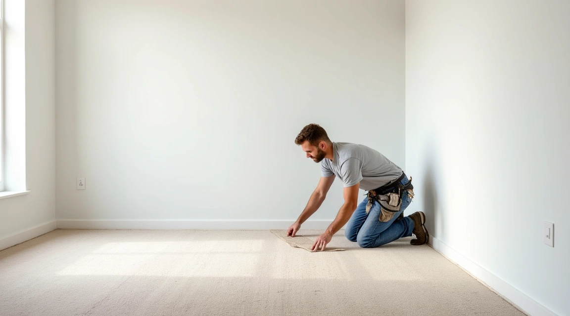 New carpet installation in a bright room